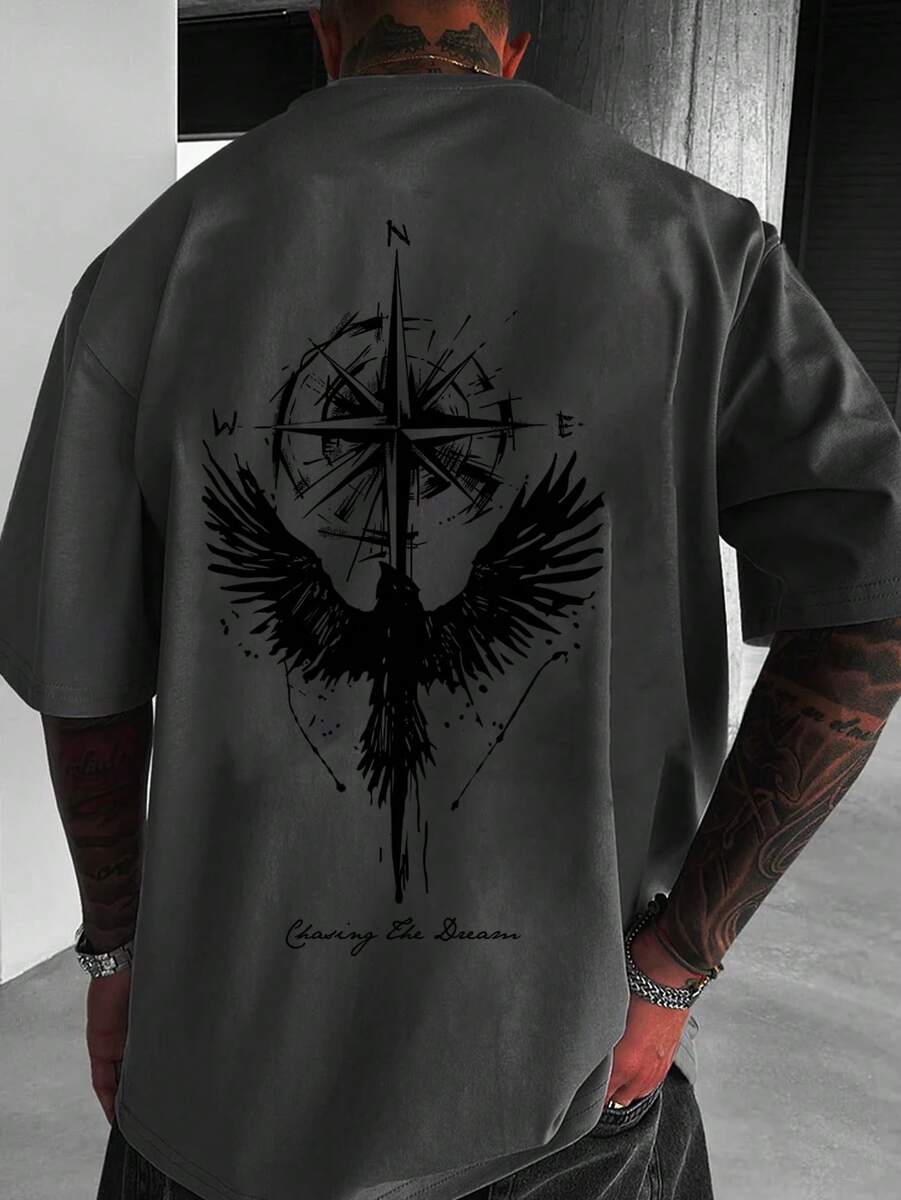 Oversized Kompass-Adler T-Shirt