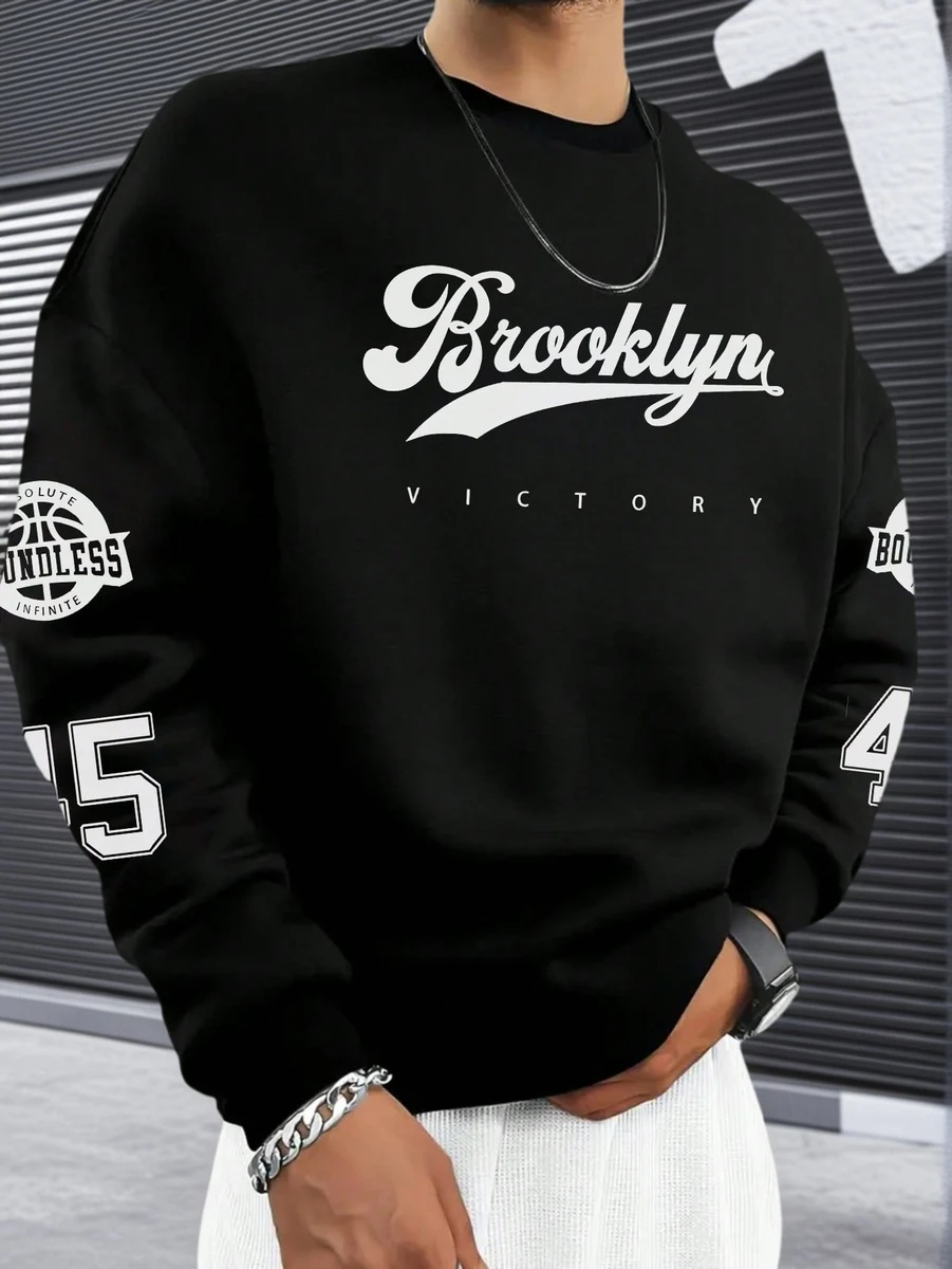 Herren "VICTORY" Grafik-Muster Pullover Sweatshirt mit...