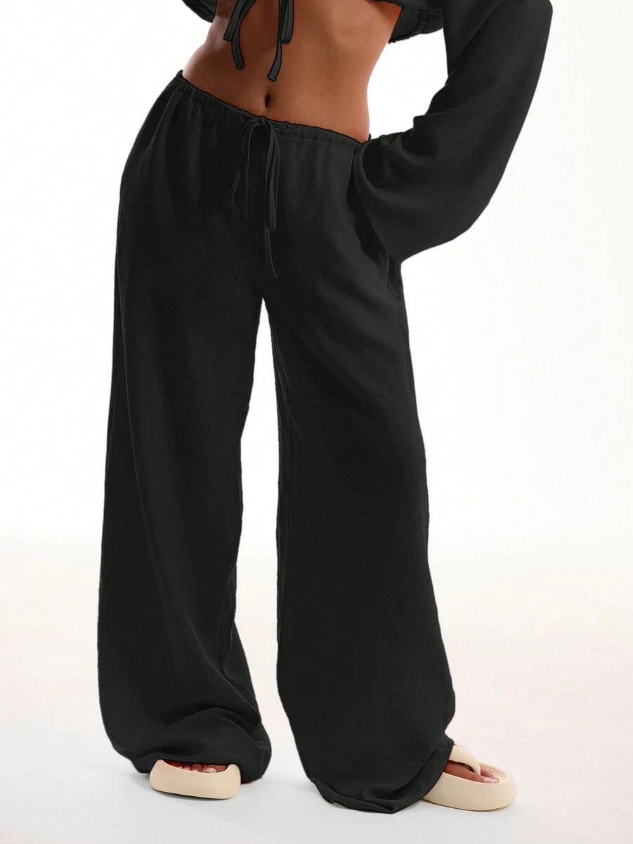 MUSERA Vorne gebundene Leinenoptik Strandhose, elegante...
